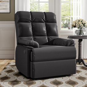 Black Faux Leather Upholstered Recliner Armchair