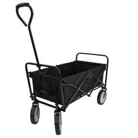Black Festival Wagon Garden Cart Trolley Folding Multi-Purpose Big Wheels Holds 70kg