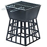 Black Fire Pit Square Log Heater Patio Garden Outdoor Table Top BBQ Camping New