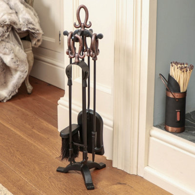 Black Fireplace 5pcs Tools Fireside Companion Set with Coal Bucket and Match Canister - 4
