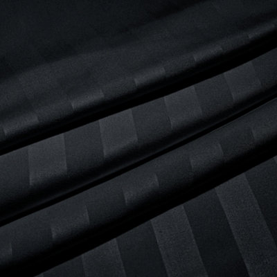 Black Fitted Sheet Soft Anti Allergy Super King Size 40cm Extra Deep Stripe Bed Sheets Easy Care Washable