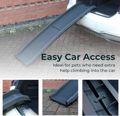 Black Foldable Pet Ramp, Lightweight Antislip Plastic Dog Car Ramp ...