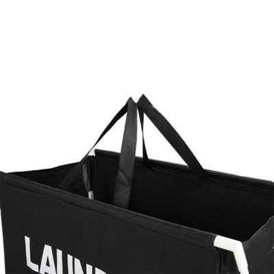 Black Folding Large Basket Bag Organizer for Dirty Clothes Heavy Duty Laundry Cart Baskets with Handle