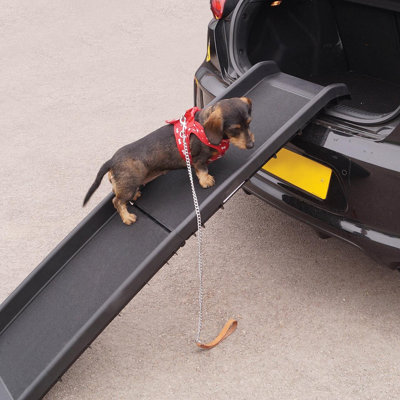 Black Folding Pet Ramp with Non-Slip Surface & Rubber Feet - Give Dogs & Cats Access to Sofas, Beds, Cars - L156 x W40 x D9cm