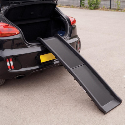 Black Folding Pet Ramp with Non-Slip Surface & Rubber Feet - Give Dogs & Cats Access to Sofas, Beds, Cars - L156 x W40 x D9cm