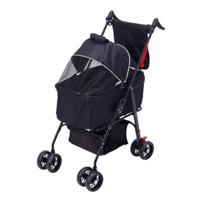 Black Folding Pet Stroller for Cat and Small Dog