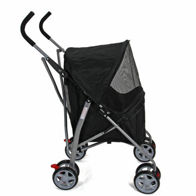 Black Folding Pushchair Pet Stroller - 3