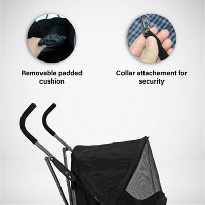 Black Folding Pushchair Pet Stroller - 8