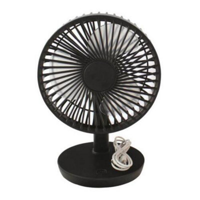 Black Folding USB Desk Table Fan Rechargeable Battery Compact Cooling Adjustable