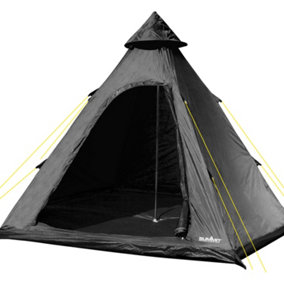 Black Four Person Tipi Tent - Summit, Camping, Holiday, Festival
