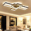 Black Frame Modern Rectangular Aluminum LED Semi Flush Ceiling Light Fixture 90cm Dimmable