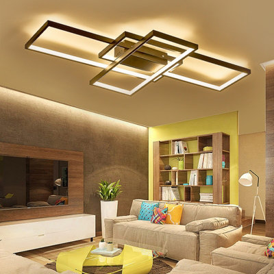 Black Frame Modern Rectangular Aluminum LED Semi Flush Ceiling