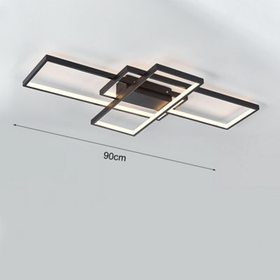 Black Frame Modern Rectangular Aluminum LED Semi Flush Ceiling Light ...