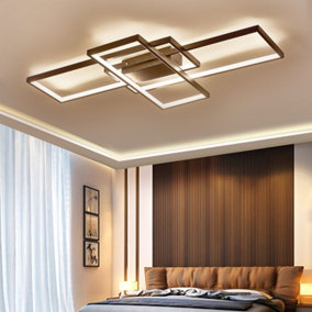 Black Frame Modern Rectangular LED Semi Flush Ceiling Light Fixture 110cm Dimmable with Remote
