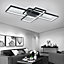 Black Frame Neutral Style Rectangular LED Semi Flush Ceiling Light Fixture 110cm Cool White