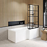 Black Framed 1700mm L Shape Complete Shower Bath Right Hand  inc 15mm Bath Panel, Black Framed L Shape Screen
