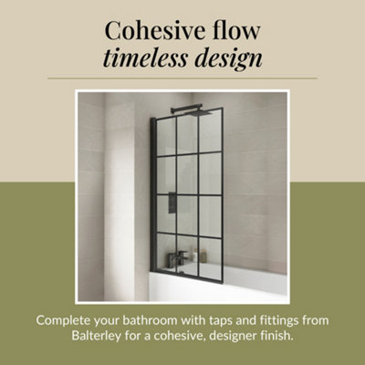 Black Framed 6mm Toughened Safety Glass Reversible Straight Bath Screen - 5