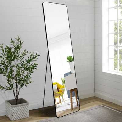 Black Freestanding or Wall Mounted Rectangular Full Length Framed Mirror W 47 x H 157 cm