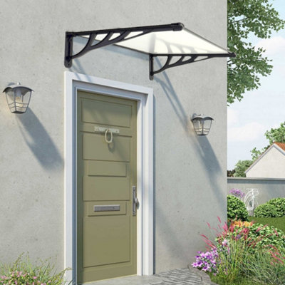 Black Front Door Canopy Awning Rain Shelter for Window,Porch and Door W 120 cm x D 90 cm x H 28 cm