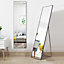 Black Full Length Framed Mirror Wall Mounted or Freestanding Rectangular Floor Mirror Dressing Mirror 37 cm x 147 cm