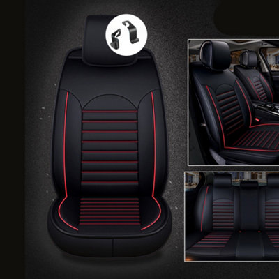Black Full Set Car Seat Covers Deluxe Universal Protector PU Leather Seat Covers