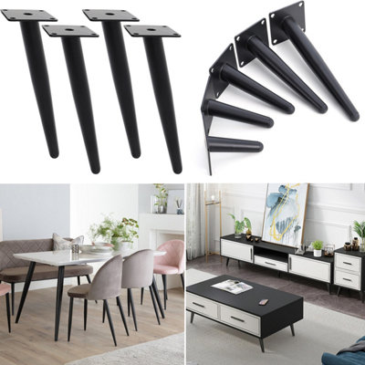 Black Furniture Legs Metal Round Table Legs,4 Pcs,H250mm DIY at B&Q