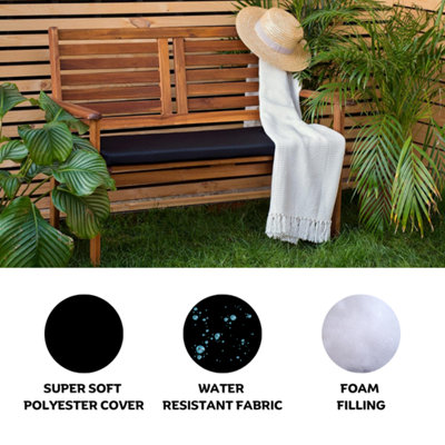 Black Garden Bench Seat Cushion Non Slip Comfortable Patio Bench Cushions Swing Cushions - 5