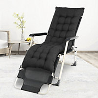 Black Garden Bench Swing Chair Lounge Chair Seat Pad Cushion for Indoor Outdoor 160 cm L x 50 cm W
