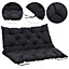 Black Garden Bench Swing Chair Seat Pad Cushion with Backrest 150 x 100 x 8 cm