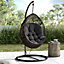 Black Garden Egg Swing Chair Hanging Basket Chair Hammock Seat Pad Cushion for Indoor Outdoor W 80 cm x H 120 cm