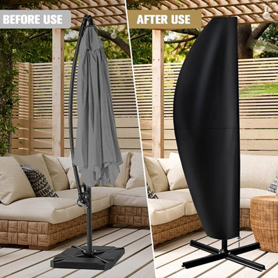 Black Garden Parasol Umbrella Cover Waterproof Cantilever Banana Outdoor Patio Shield - 3