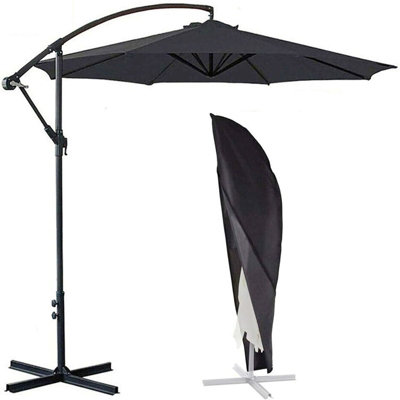 Black Garden Parasol Umbrella Cover Waterproof Cantilever Banana Outdoor Patio Shield - 4