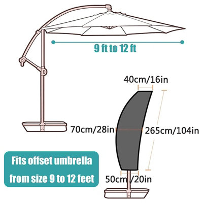 Black Garden Parasol Umbrella Cover Waterproof Cantilever Banana Outdoor Patio Shield - 5