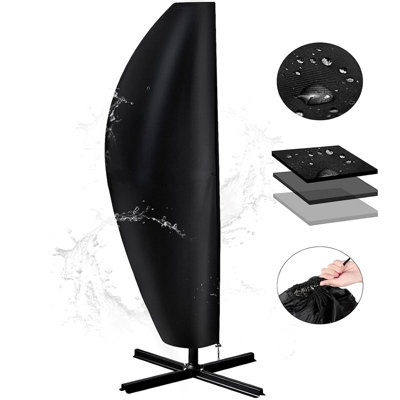 Black Garden Parasol Umbrella Cover Waterproof Cantilever Banana Outdoor Patio Shield - 6