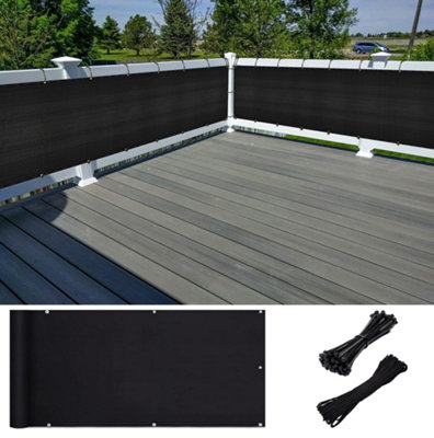 Black Garden Privacy Screen Net Fence Balcony Sun Shade Windbreak UV Panel Cover 0.75 x 3m