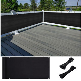 Black Garden Privacy Screen Net Fence Balcony Sun Shade Windbreak UV Panel Cover 0.75 x 6m
