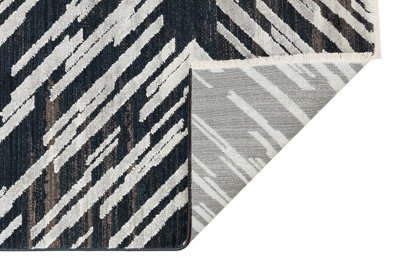 Black Geometric Abstract Modern,Natural Fibers Wool Rug For Bedroom & Living Room-240cm X 330cm