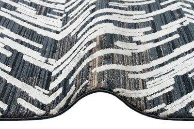 Black Geometric Abstract Modern,Natural Fibers Wool Rug For Bedroom & Living Room-240cm X 330cm