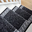 Black Geometric Bordered Cut To Measure Stair Carpet Runner 70cm Wide (2ft 3in W x 12ft L)