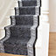 Black Geometric Bordered Cut To Measure Stair Carpet Runner 70cm Wide (2ft 3in W x 26ft L)