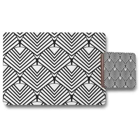 Black Geometric Decoration (Placemat & Coaster Set) / Default Title