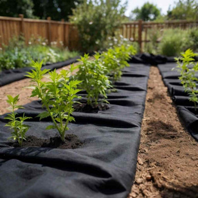 Black Geotextile Membrane 1 x 50 m Polyester Fibre Weed Control Fabric