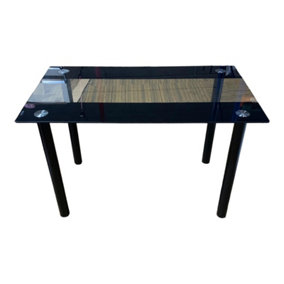 Black Glass Dining Table 120cm
