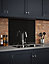 Black Gloss 6mm Glass Self-Adhesive Kitchen Splashback 900mm x 750mm Easy To Apply
