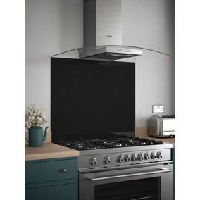 Black Gloss Glass Kitchen Splashback 900mm x 750mm