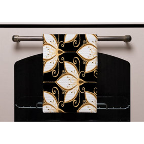 Black & Gold Floral Pattern (Kitchen Towel) / Default Title