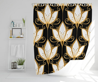 Black & Gold Floral Pattern (Shower Curtain) / Default Title Price Comparisons | Compare The Build