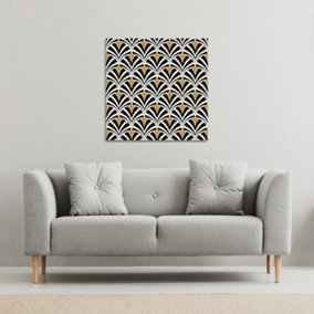 Black & Gold Shells Geometric (Canvas Print) / 77 x 77 x 4cm