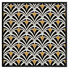 Black & gold shells geometric (Picutre Frame) / 30x30" / Oak