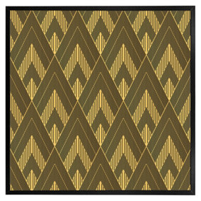 Black & gold striped triangles (Picutre Frame) / 12x12" / Grey
